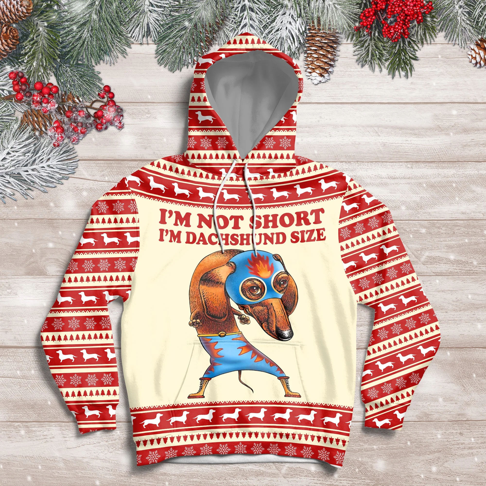 Dachshund Pullover Premium Hoodie I'm Not Short I'm Dachshund Size, Perfect Outfit For Men And Women On Christmas New Year Autumn Winter - Image 2