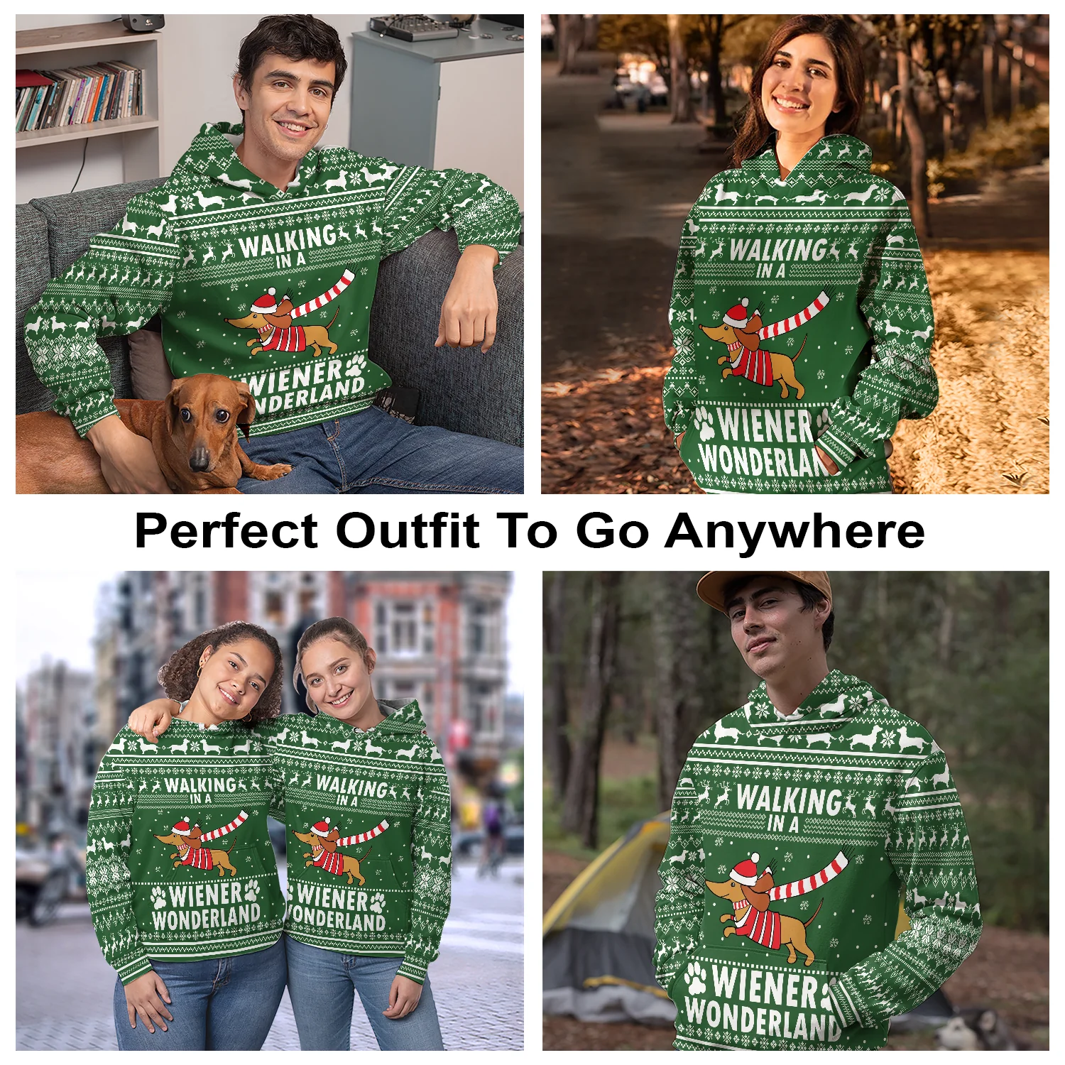 Dachshund Pullover Premium Hoodie Walking In A Wiener Wonderland, Perfect Outfit For Men And Women On Christmas New Year Autumn Winter - Image 4