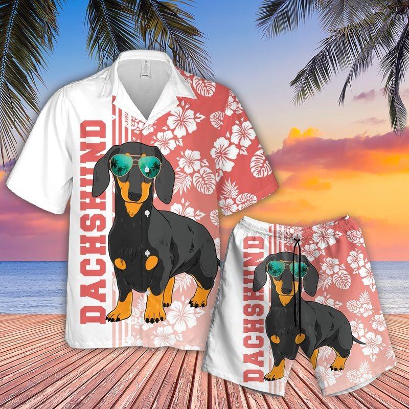 Dachshunds Aloha Hawaiian Shirt - Tropical Leaves Hawaiian Shirt, Dachshunds Sunglass Hawaiian Shirt For Men & Women, Dachshunds Lover - Image 3
