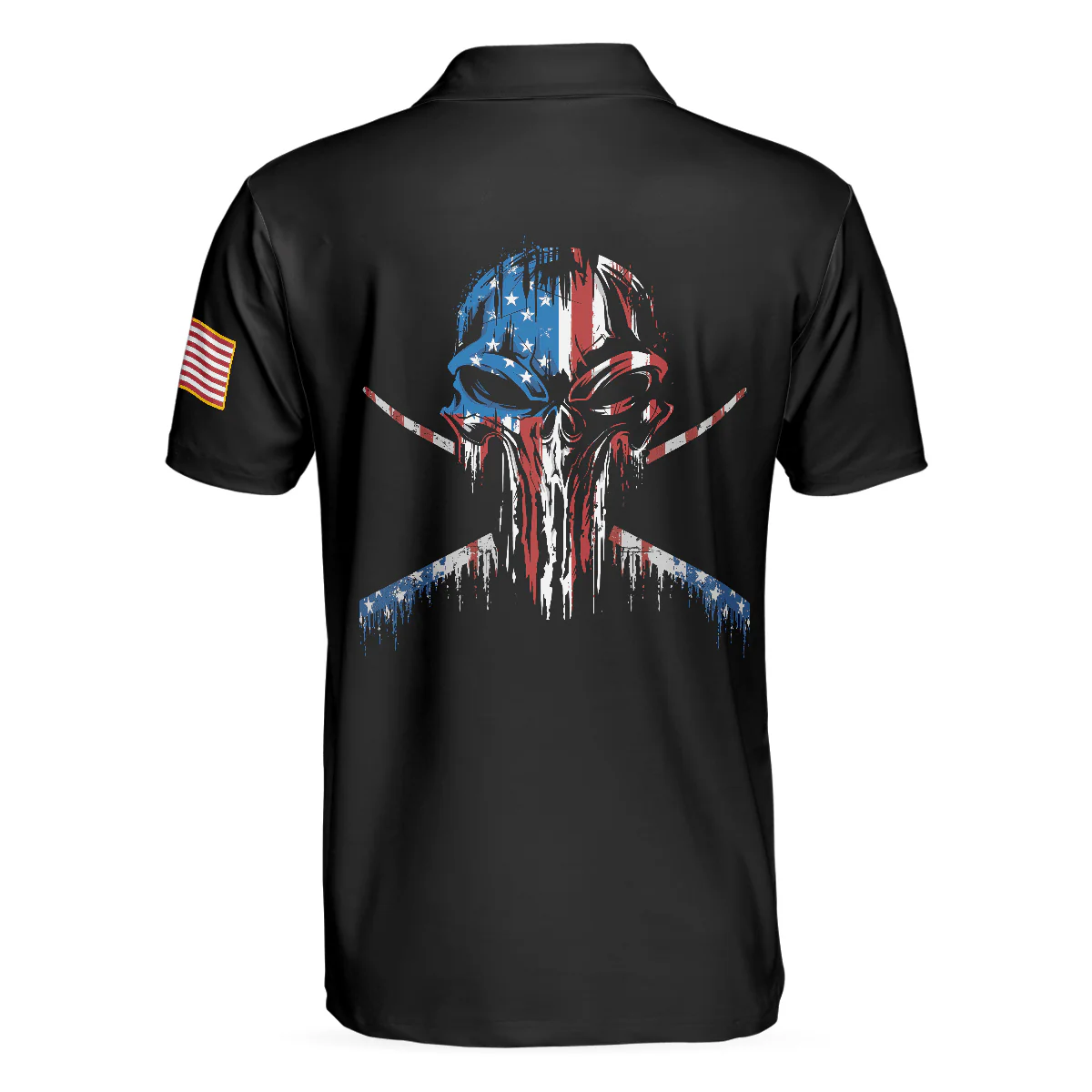 Dark Theme 8-ball Short Sleeve Wet Paint Skull Billiards Polo Shirt, American Flag Billiards Shirt For Men, Polo Shirt Gift For Men, Gift For Billards Lovers - Image 3