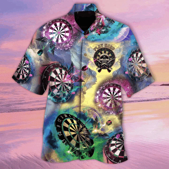 Darts Aloha Hawaiian Shirts For Summer, Play Hard Skull Dartboard Hawaiian Shirt For Men Women, Gift For Friend, Darts Lovers, Darts Players, Team