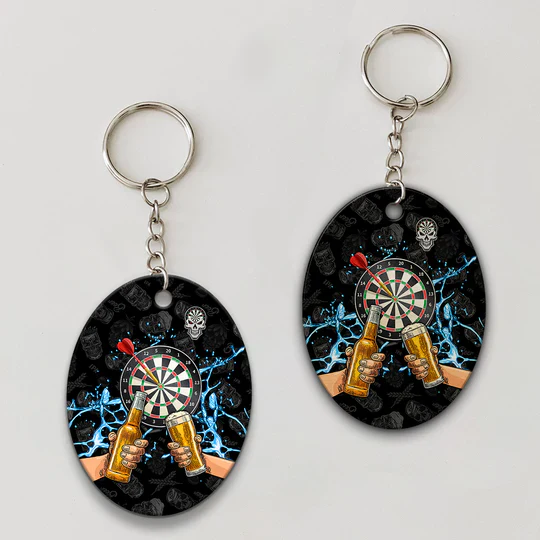 Darts And Beer That's Why I'm Here Blue For Darts Players Acrylic Keychain - Christmas Gift For Darts Lovers, Family, Friends - Image 3