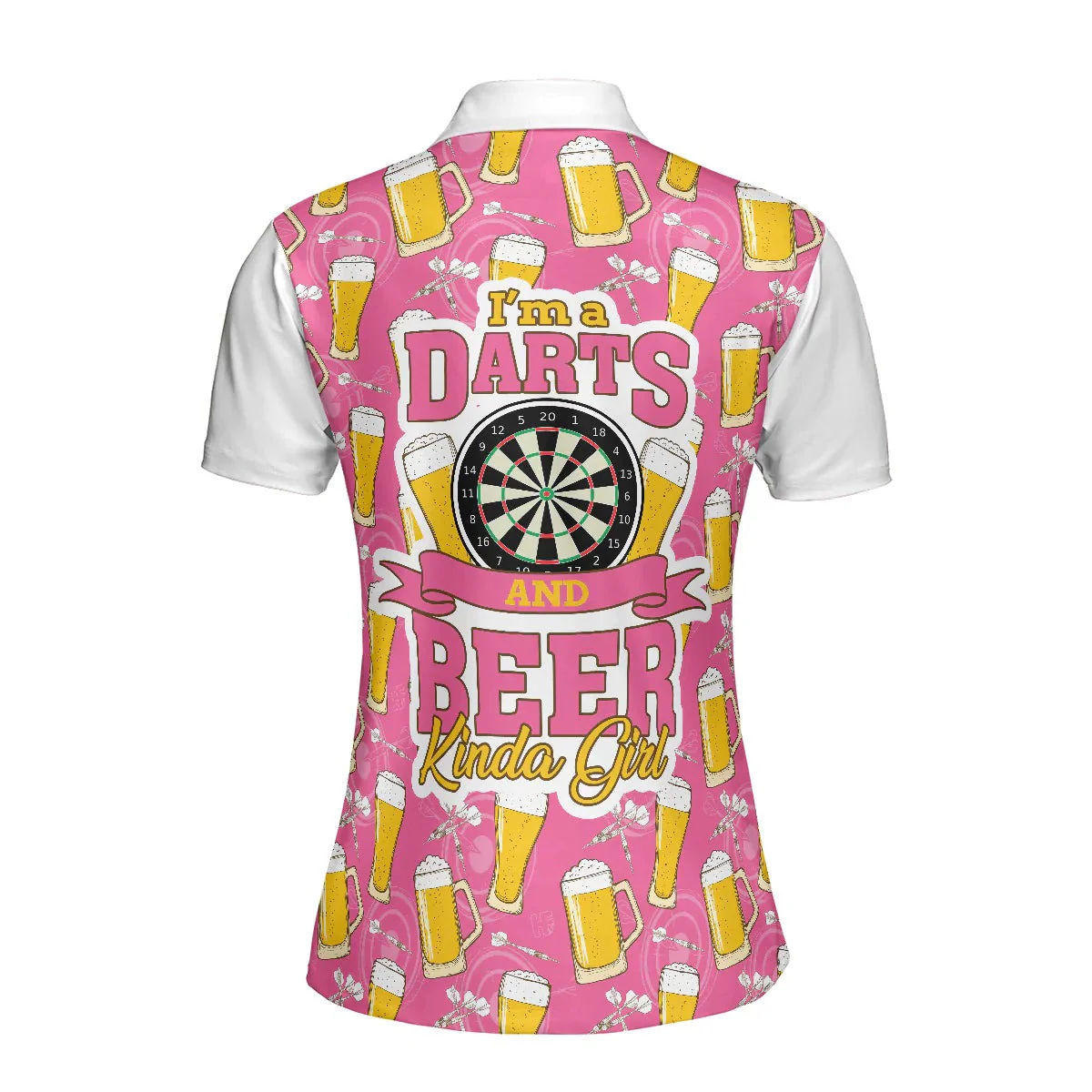 Darts And Beer Women Polo Shirt, I'm A Darts And Beer Kinda Girl, Funny Pink Women Polo Shirts, Cool Darts Gift For Beer Lovers, Ladies, Darts Lovers - Image 3