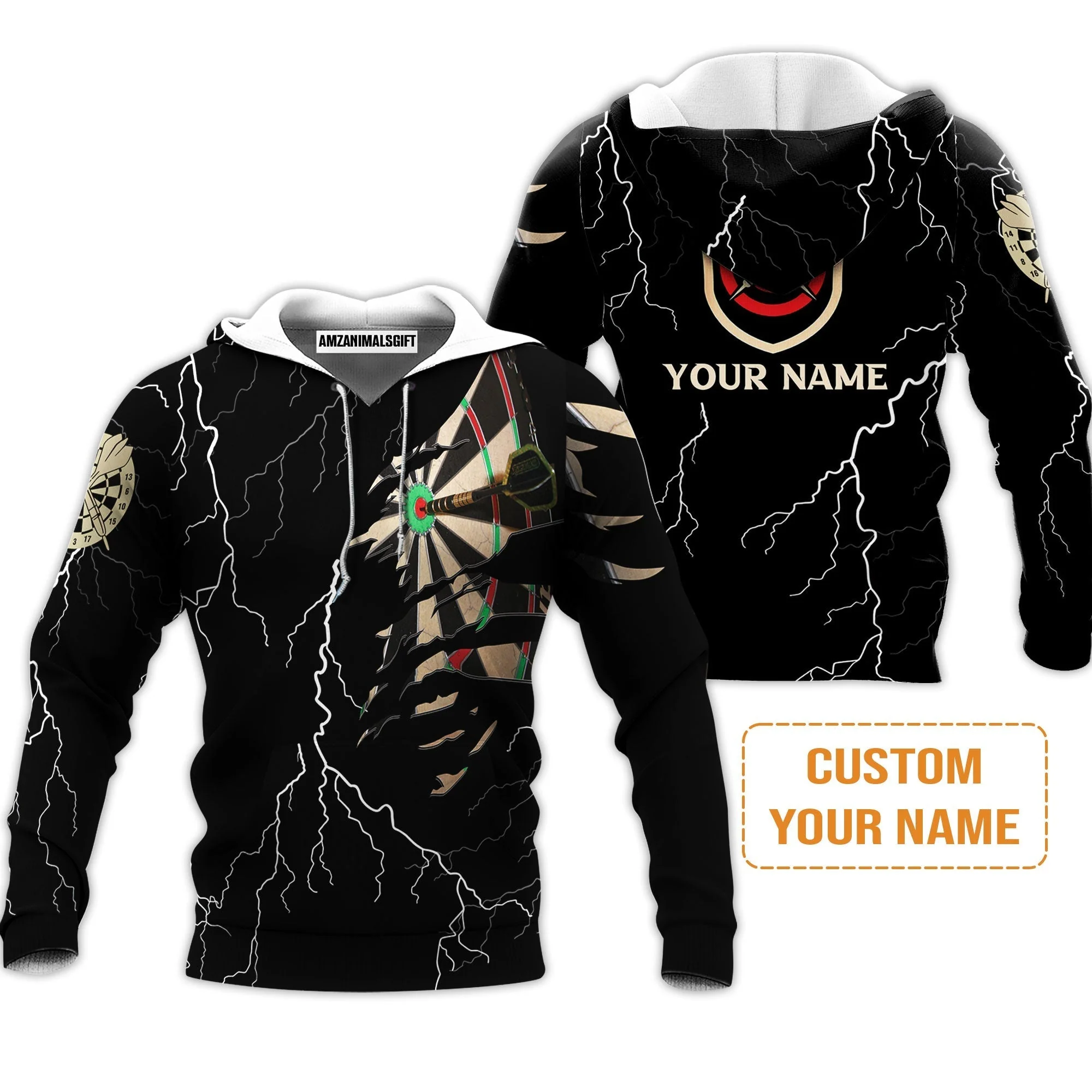 Darts Custom Name Hoodie, Darts Target Personalized Hoodie - Image 2