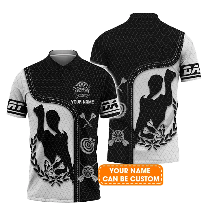 Darts Custom Name Men Polo Shirt, Black And White I Play Darts Personalized Men Polo Shirt Gift For Darts Lovers, Friend, Team - Image 2