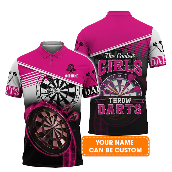 Darts Custom Name Men Polo Shirt, Personalized Jersey Men Polo Shirt For Darts Team Player Tad, Darts Lovers, The Coolest Girls Throw Darts - Image 2
