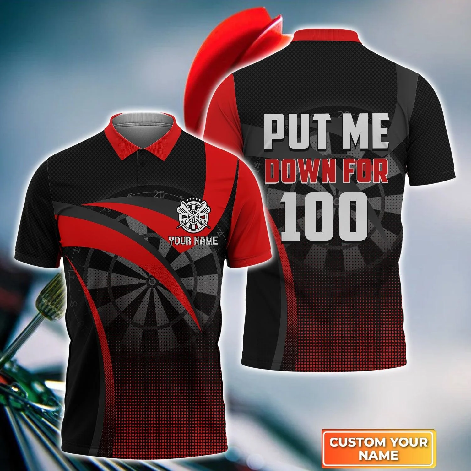 Darts Custom Name Men Polo Shirt, Put Me Down For 100 Personalized Men Polo Shirt Gift For Darts Lovers, Friend, Darts Team Player