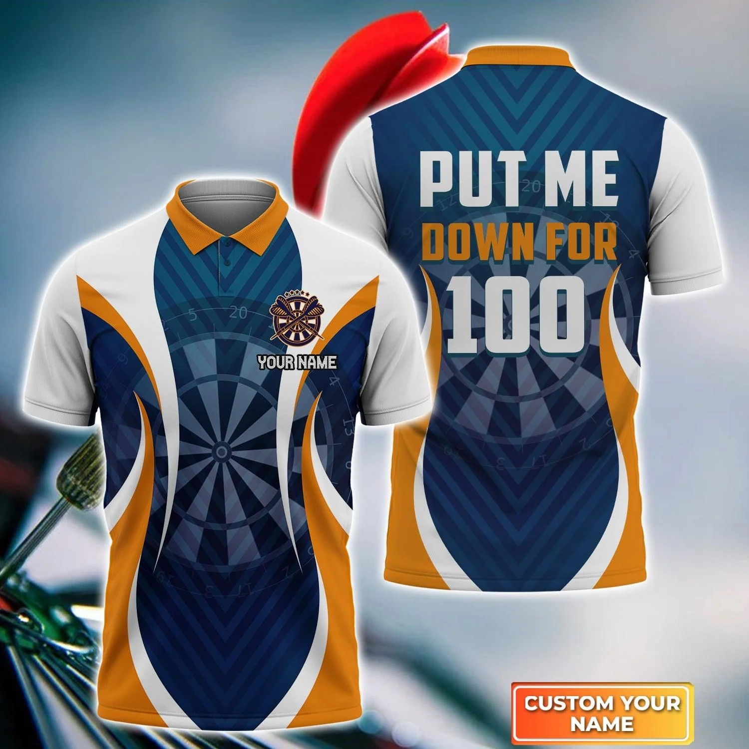 Darts Custom Name Men Polo Shirt, Put Me Down For 100 Personalized Men Polo Shirt Gift For Darts Lovers, Friend, Darts Team Player