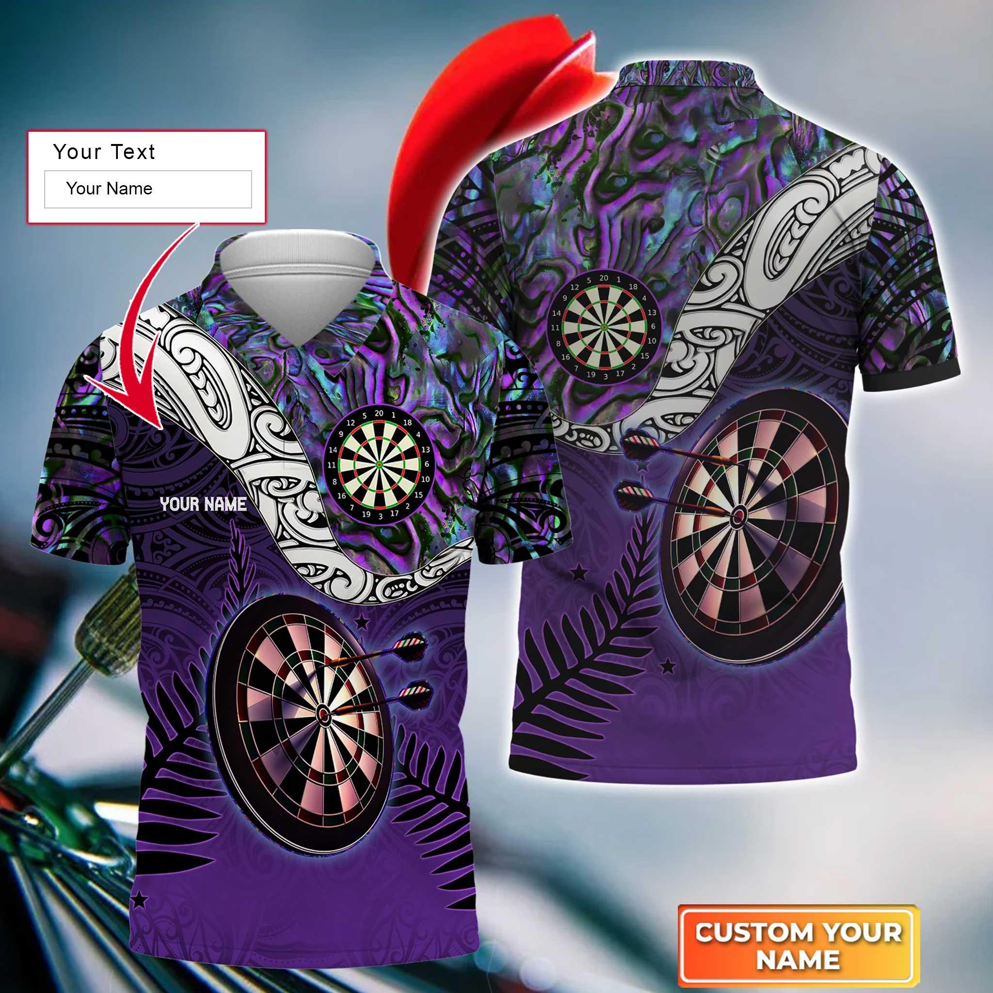 Darts Custom Name Men Polo Shirt, Tattoo Maori Darts Dartboard Personalized Men Polo Shirt Gift For Darts Lovers, Friend, Darts Team Player - Image 2