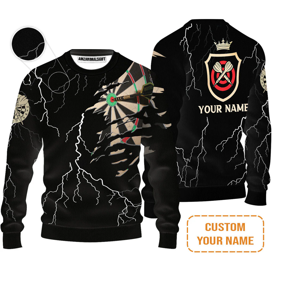 Darts Custom Name T-Shirt, Darts Target Personalized T-Shirt - Image 4
