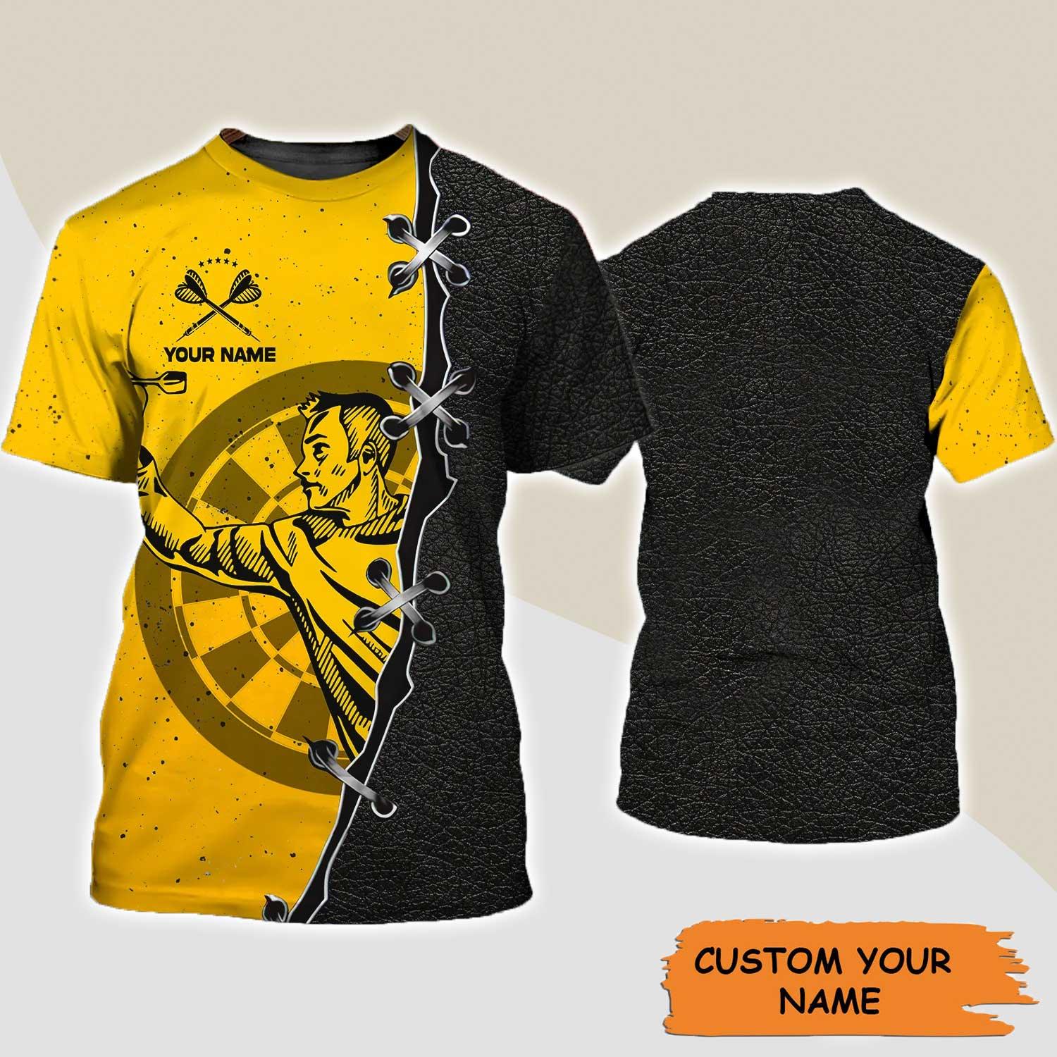 Darts Custom Name T Shirt, Playing Darts Man Personalized Name T-Shirt For Men Women - Gift For Darts Lovers, Dart Team, Darts Player - Image 3