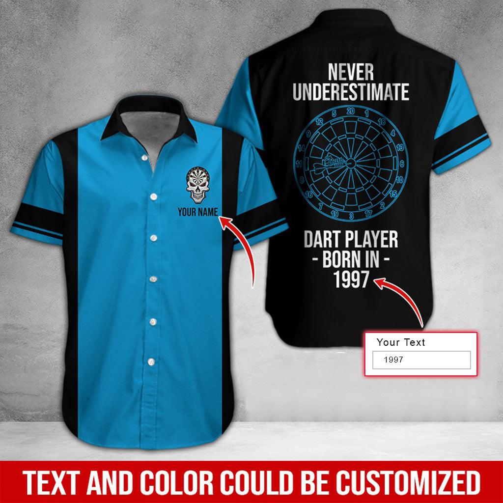 Darts Hawaiian Shirt Custom Name, Never Underestimate Dart Player Born In Uniforms Personalized Aloha Hawaiian Shirts - Gift For Darts Lovers, Friend, Family - Image 2