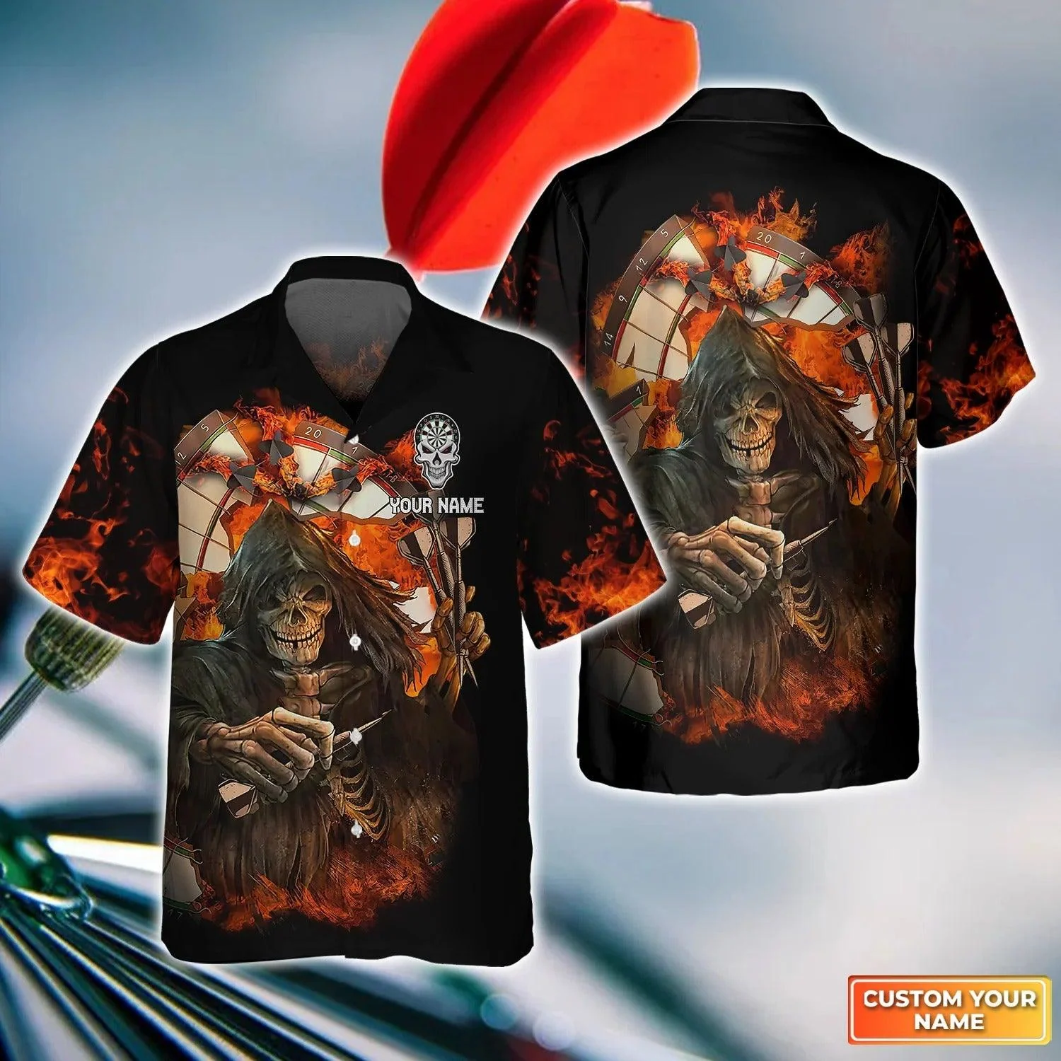 Darts Hawaiian Shirt Custom Name, Skull Reaper Darts Personalized Aloha Hawaiian Shirts - Gift For Friend, Family