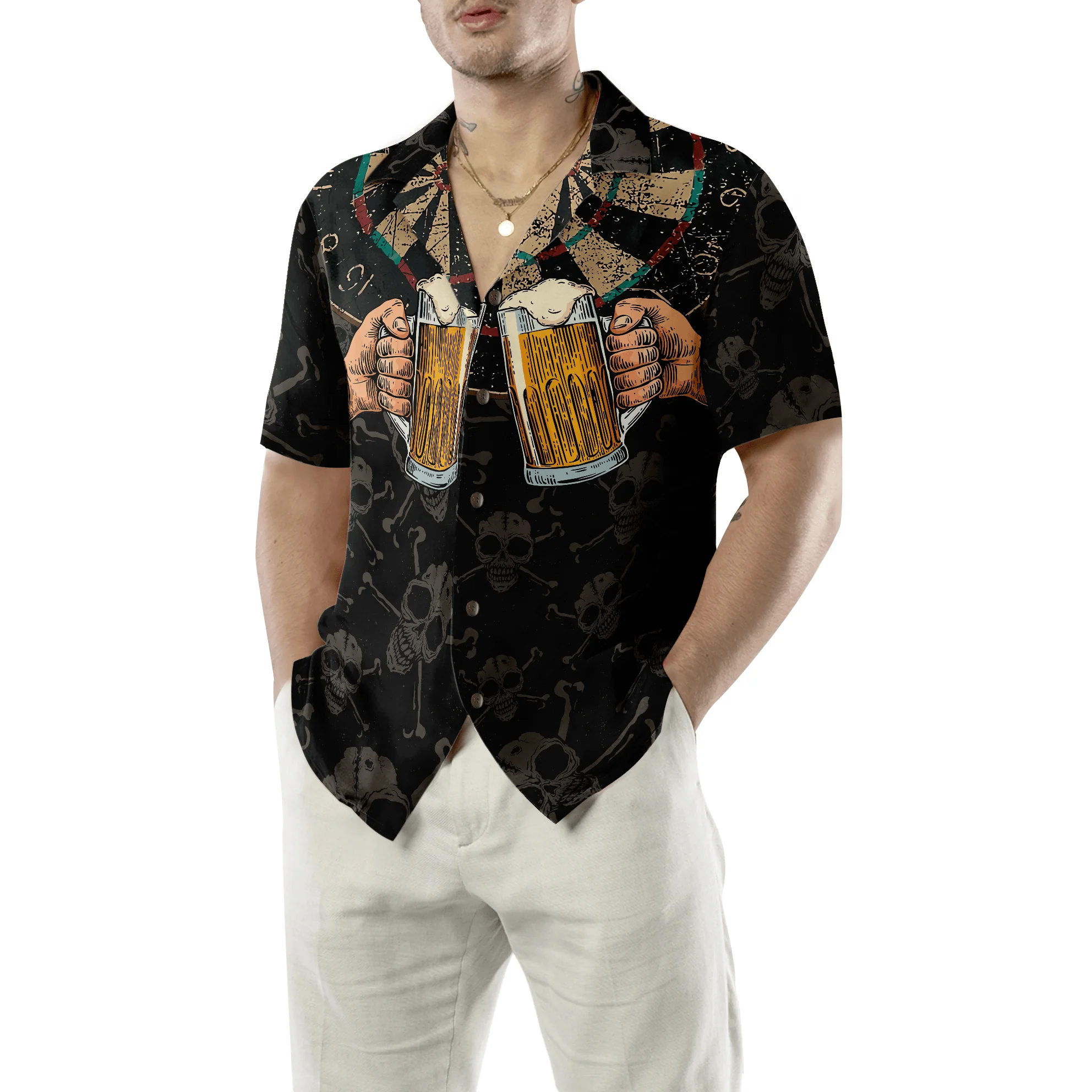 Darts Hawaiian Shirt, Darts And Beer That's Why I'm Here Aloha Hawaiian Shirt For Summer, Perfect Gift For Friend, Team, Darts Beer Lovers - Image 5