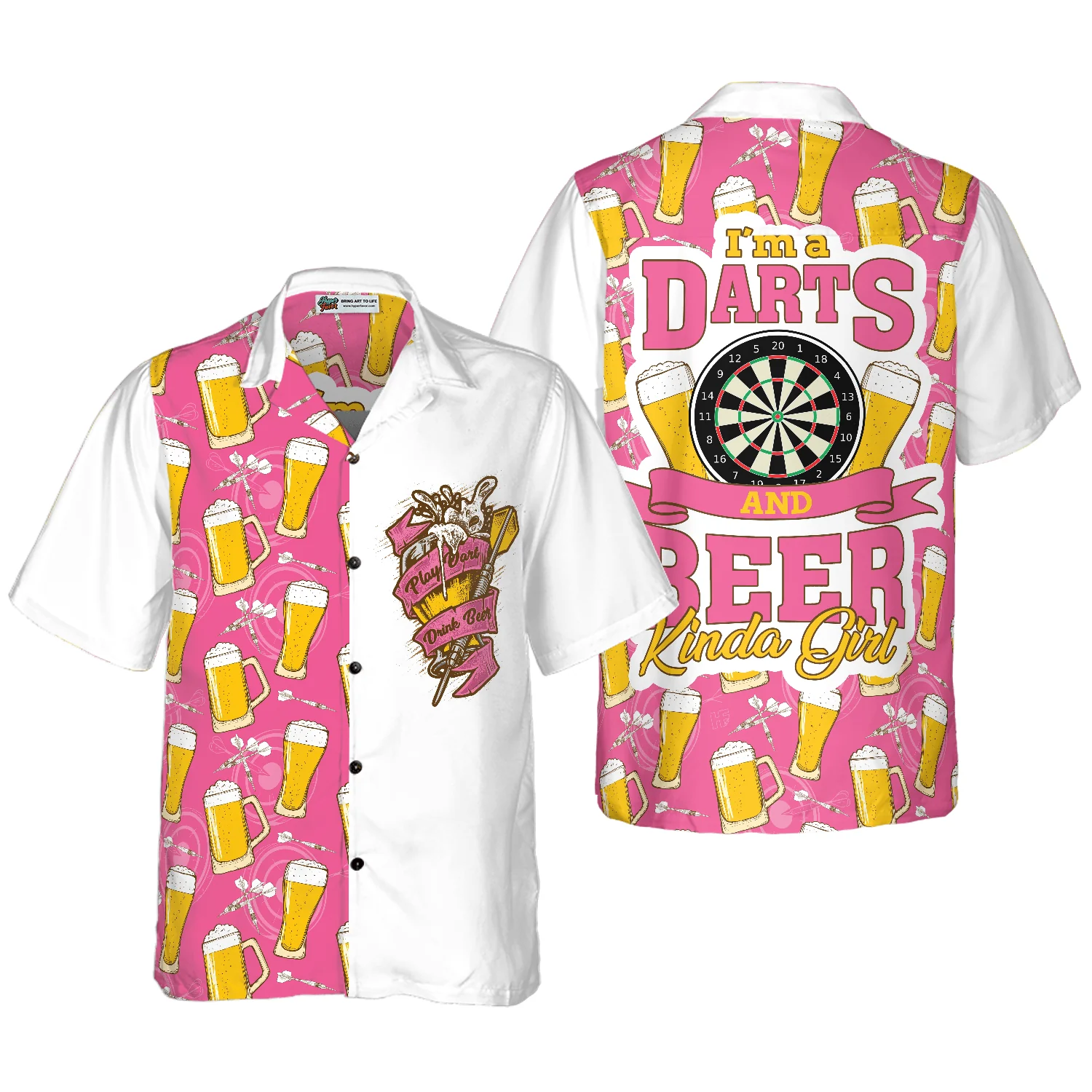 Darts Hawaiian Shirt, I'm A Darts And Beer Kinda Girl Aloha Hawaiian Shirt For Summer, Gift For Friend, Team, Darts Beer Lover - Image 4
