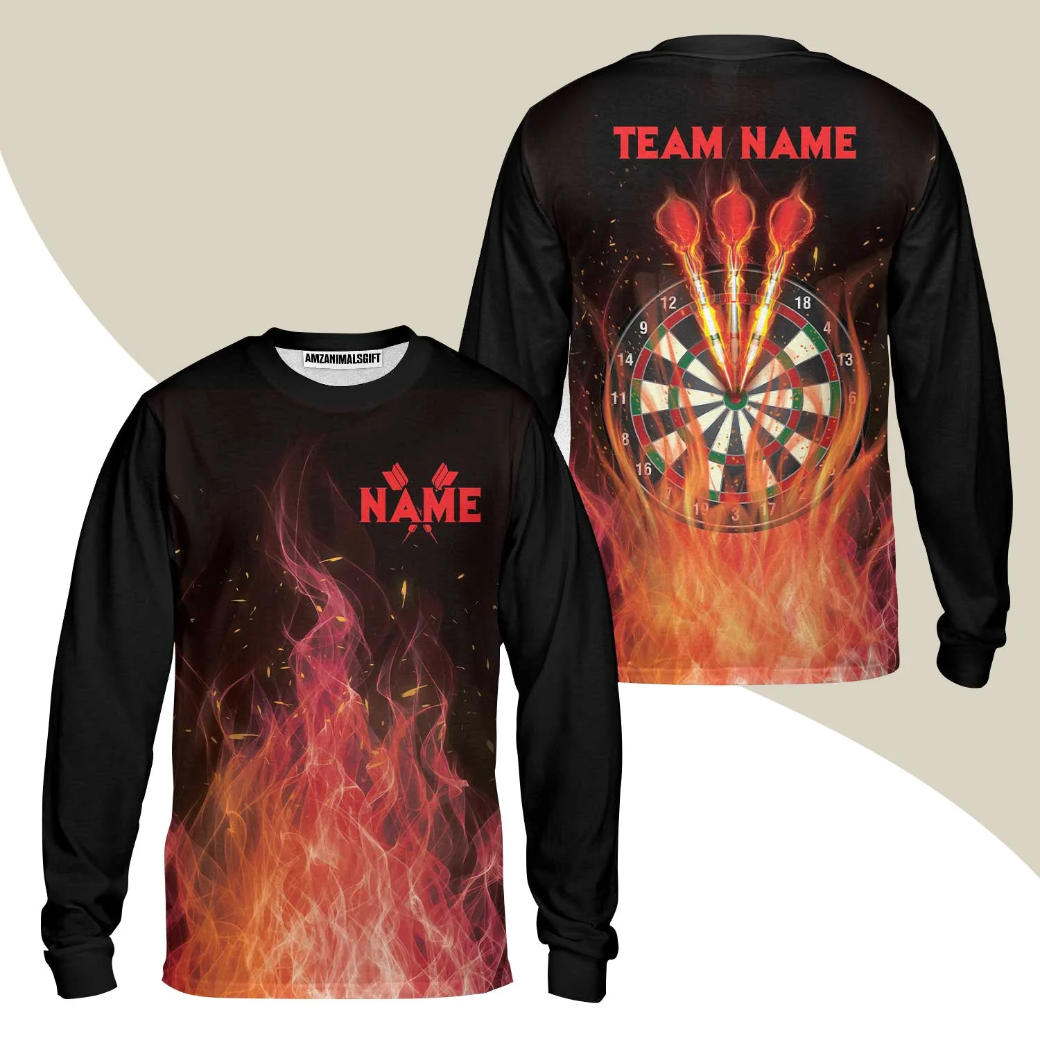 Darts Hoodie Custom Name And Team Name, Darts Flame Player Uniform, Personalized Shirt For Darts Lovers, Darts Players - Image 3