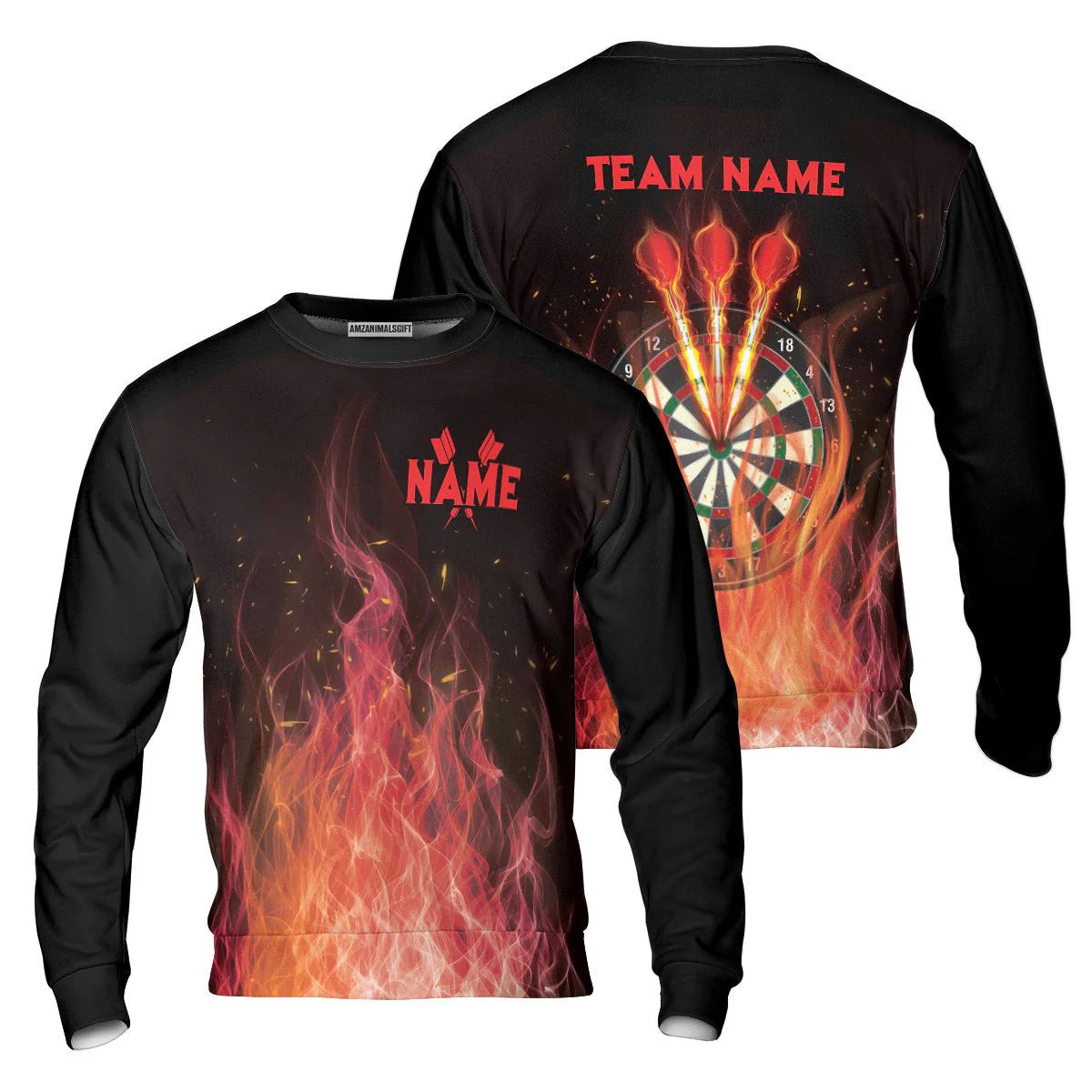 Darts Hoodie Custom Name And Team Name, Darts Flame Player Uniform, Personalized Shirt For Darts Lovers, Darts Players - Image 7