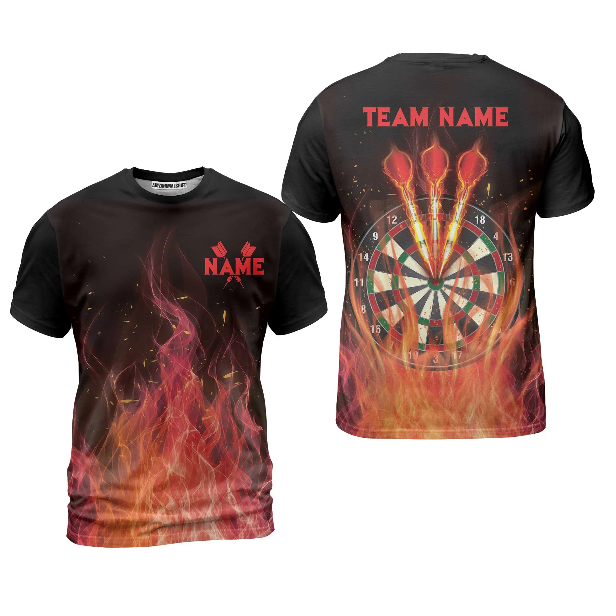 Darts Long Sleeve Shirt Custom Name And Team Name, Darts Flame Player Uniform, Personalized Shirt For Darts Lovers, Darts Players - Image 3