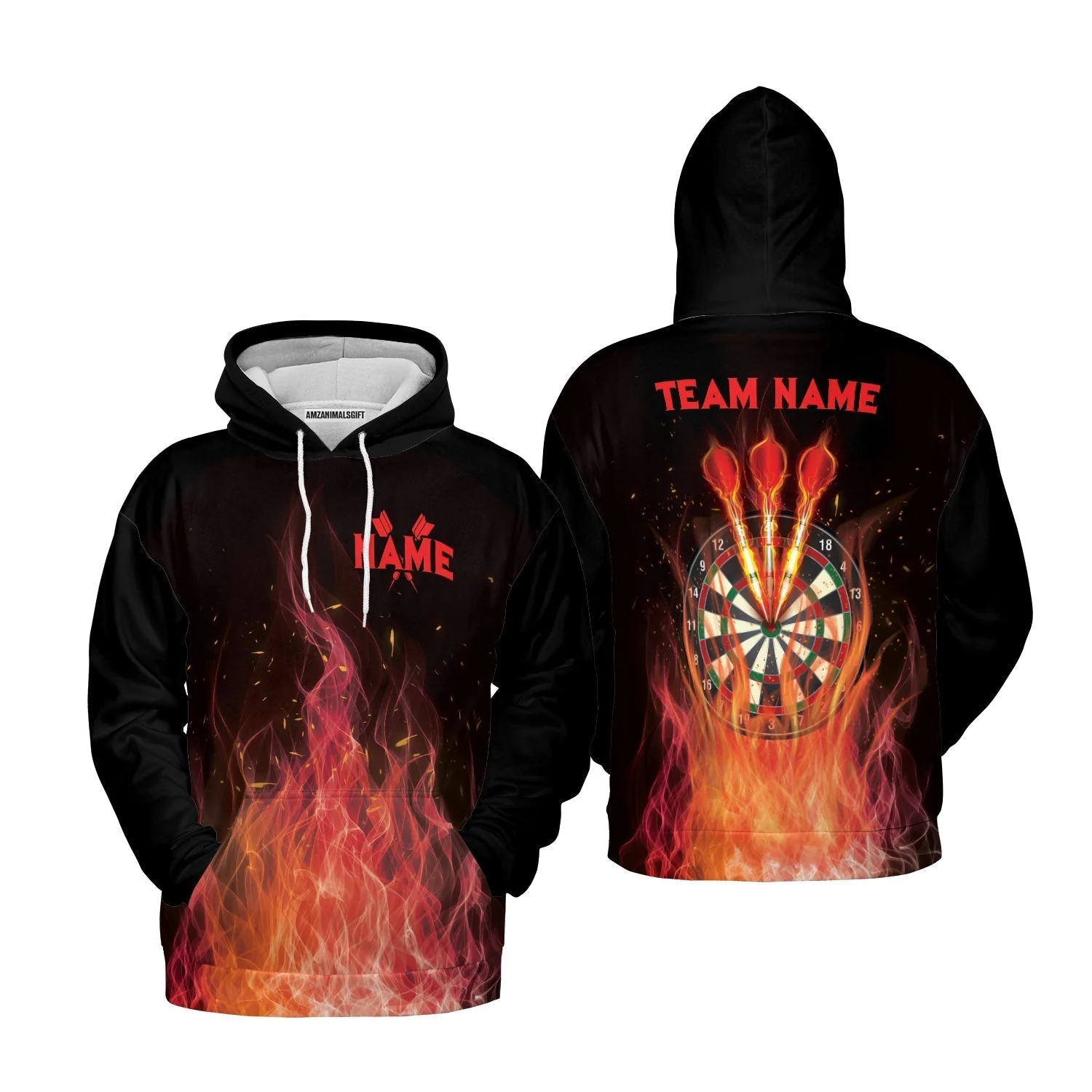 Darts Long Sleeve Shirt Custom Name And Team Name, Darts Flame Player Uniform, Personalized Shirt For Darts Lovers, Darts Players - Image 6