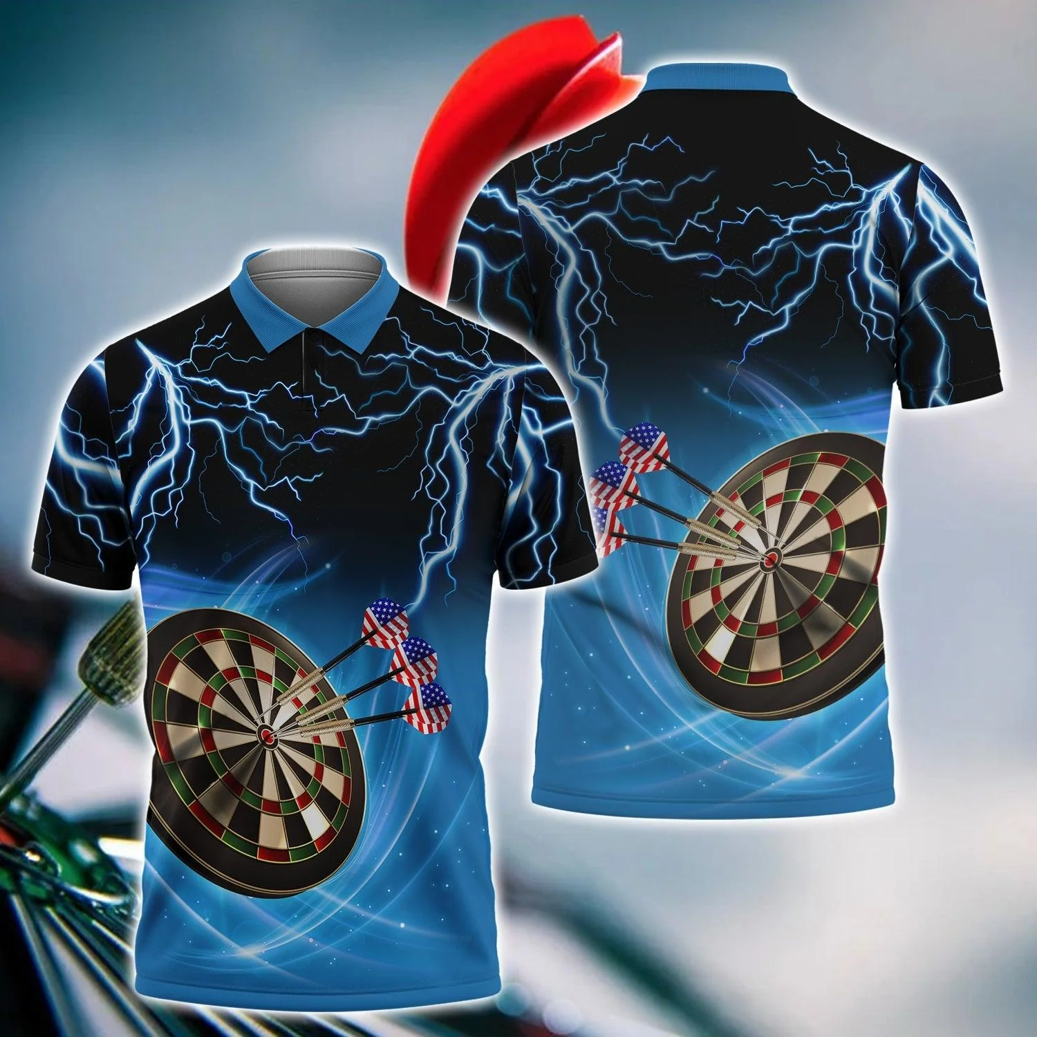 Darts Men Polo Shirt, American Flag Dartboard Men Polo Shirt Gift For Darts Lovers, Friend, Darts Team Player, Patriot, 4th July