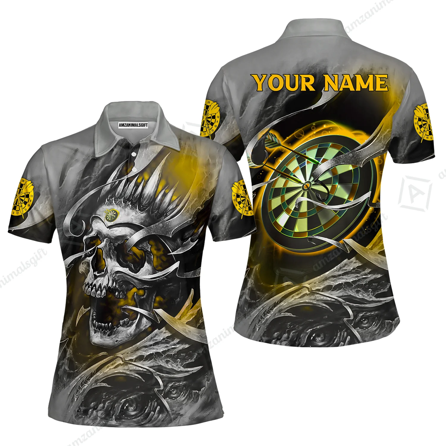 Darts Men Polo Shirt Custom Name - Green Skull Dartboard Personalized Polo Shirt For Men - Gift For Darts Player, Friend, Family - Image 96