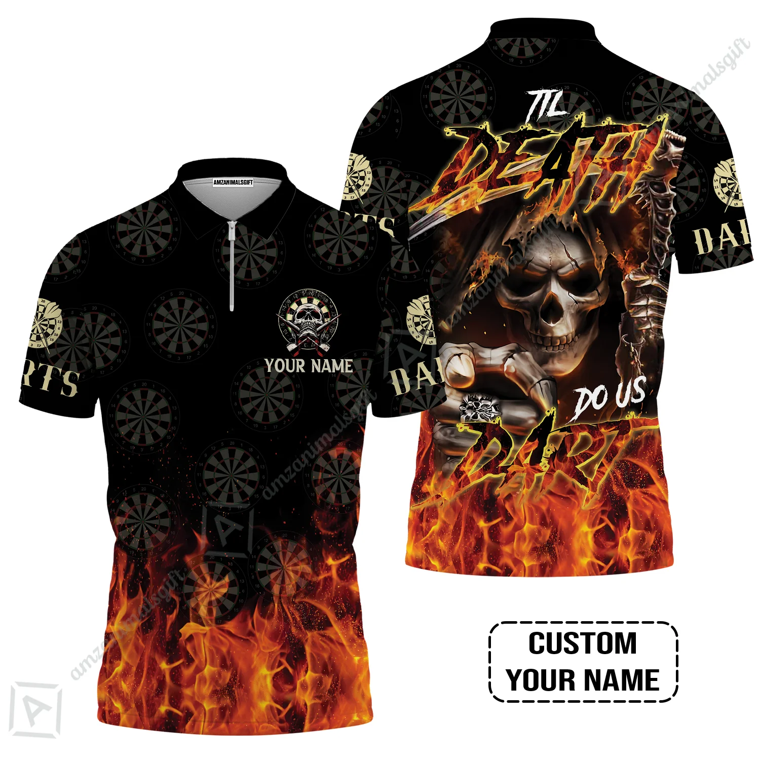 Darts Men Polo Shirt Custom Name - Til Death Do Us Dart Dartboard Personalized Polo Shirt - Image 4