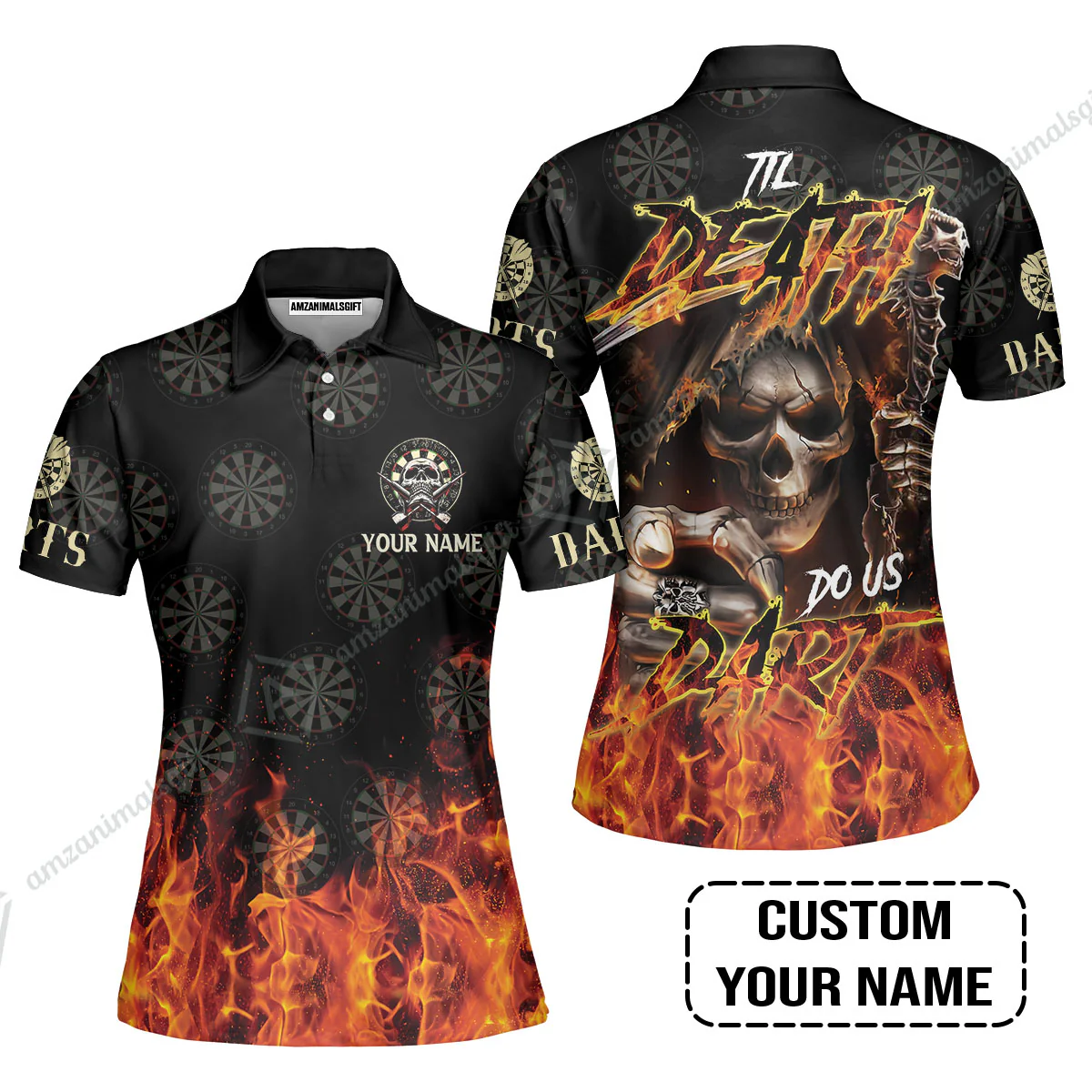 Darts Men Polo Shirt Custom Name - Til Death Do Us Dart Dartboard Personalized Polo Shirt - Image 7