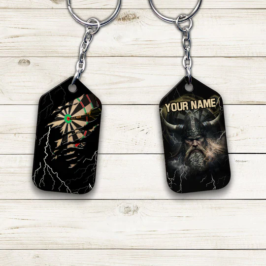 Darts Paint Splash Personalized Name Viking And Darts Acrylic Keychain - Christmas Gift For Darts Lovers, Darts Team Players - Image 2