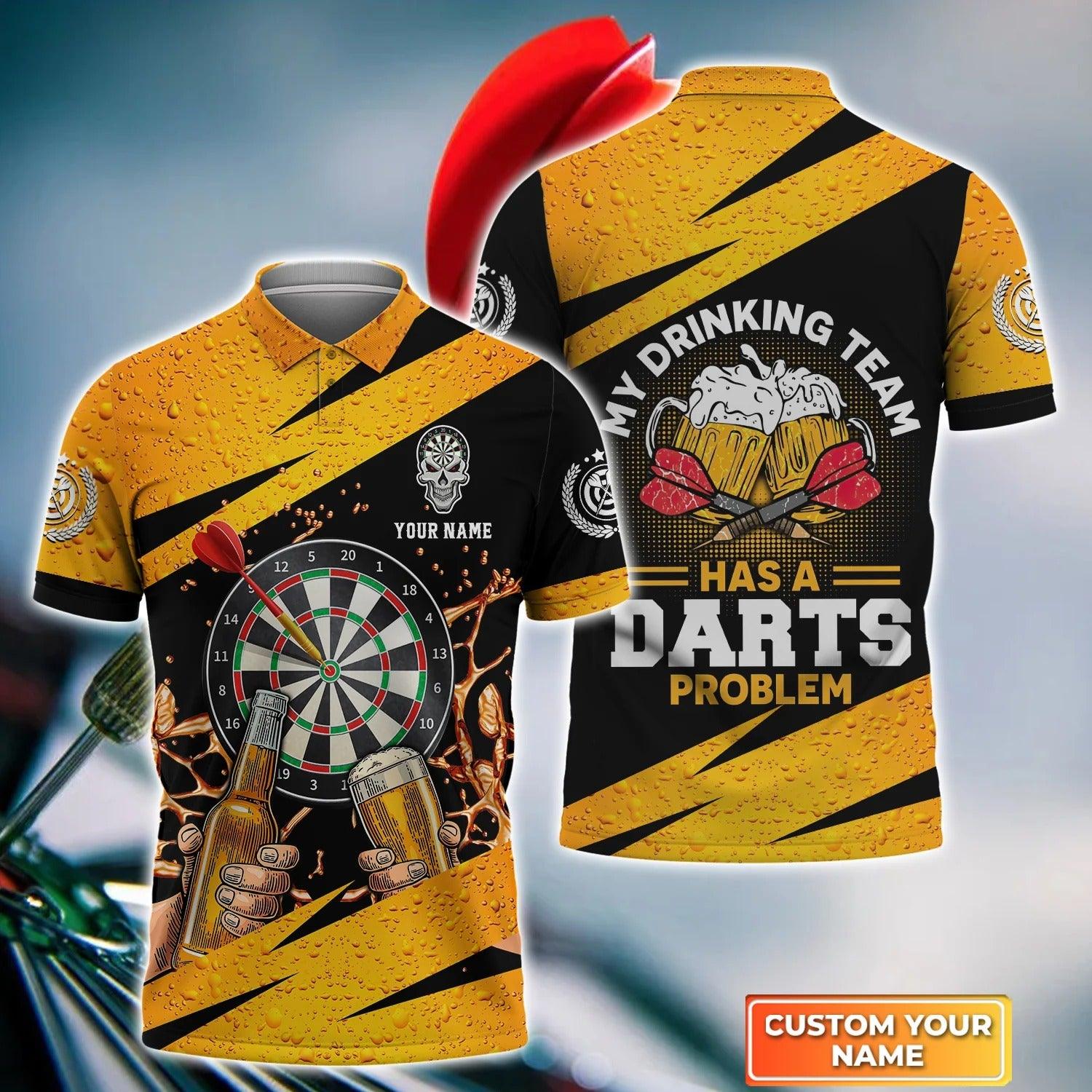 Darts Polo Shirts Personalised, Darts Drinking Team Has A Darts Problem Custom Name Men Polo Shirt - Perfect Gift For Men, Darts Player, Darts Lover