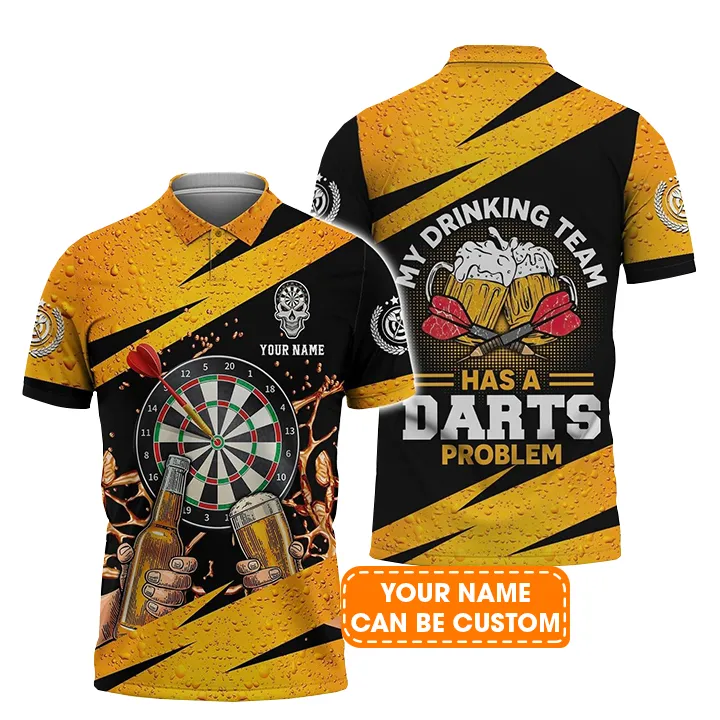 Darts Polo Shirts Personalised, Darts Drinking Team Has A Darts Problem Custom Name Men Polo Shirt - Perfect Gift For Men, Darts Player, Darts Lover - Image 2