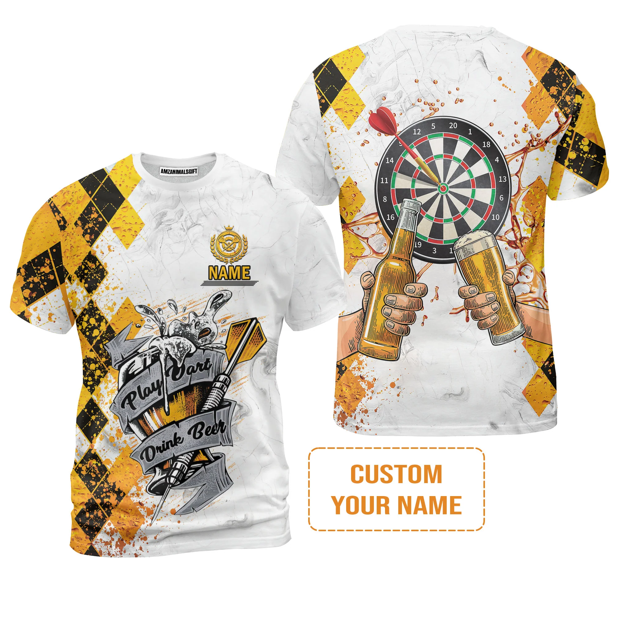 Darts Polo Shirts Personalised, Play Dart Drink Beer Argyle Pattern Custom Name Men Polo Shirt - Perfect Gift For Men, Darts Player, Darts Lover - Image 7