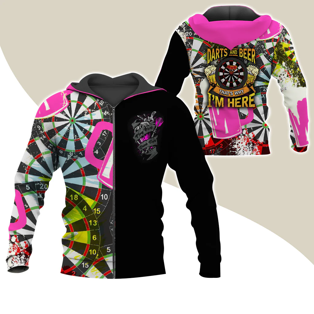 Darts Premium Zip Hoodie, Darts & Beer That’s Why I’m Here Zip Hoodie For Men & Women - Gift For Darts Lovers, Darts Players - Image 12