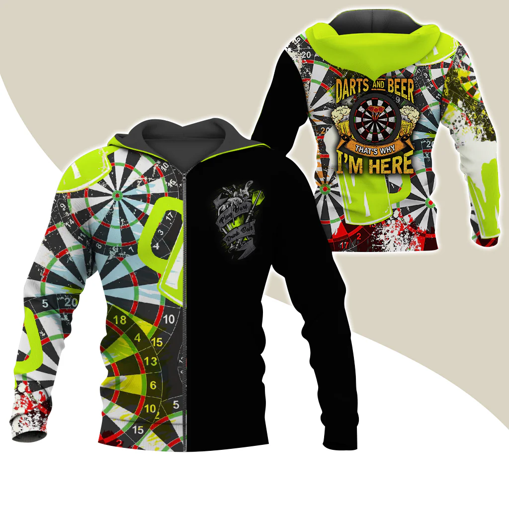 Darts Premium Zip Hoodie, Darts & Beer That’s Why I’m Here Zip Hoodie For Men & Women - Gift For Darts Lovers, Darts Players - Image 5
