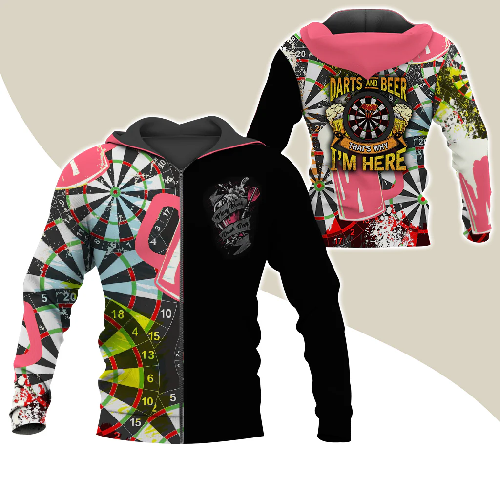 Darts Premium Zip Hoodie, Darts & Beer That’s Why I’m Here Zip Hoodie For Men & Women - Gift For Darts Lovers, Darts Players - Image 8