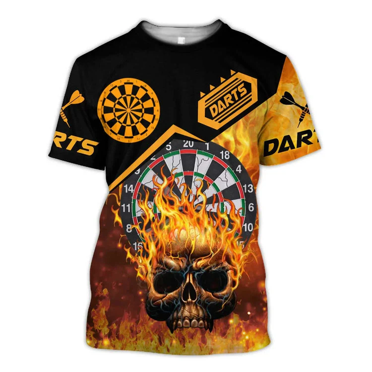 Darts Skull And Fire Sweatshirt Customized Name Dartboard Fire Pattern, Perfect Outfit For Darts Players Uniforms, Darts Lovers, Team - Image 4