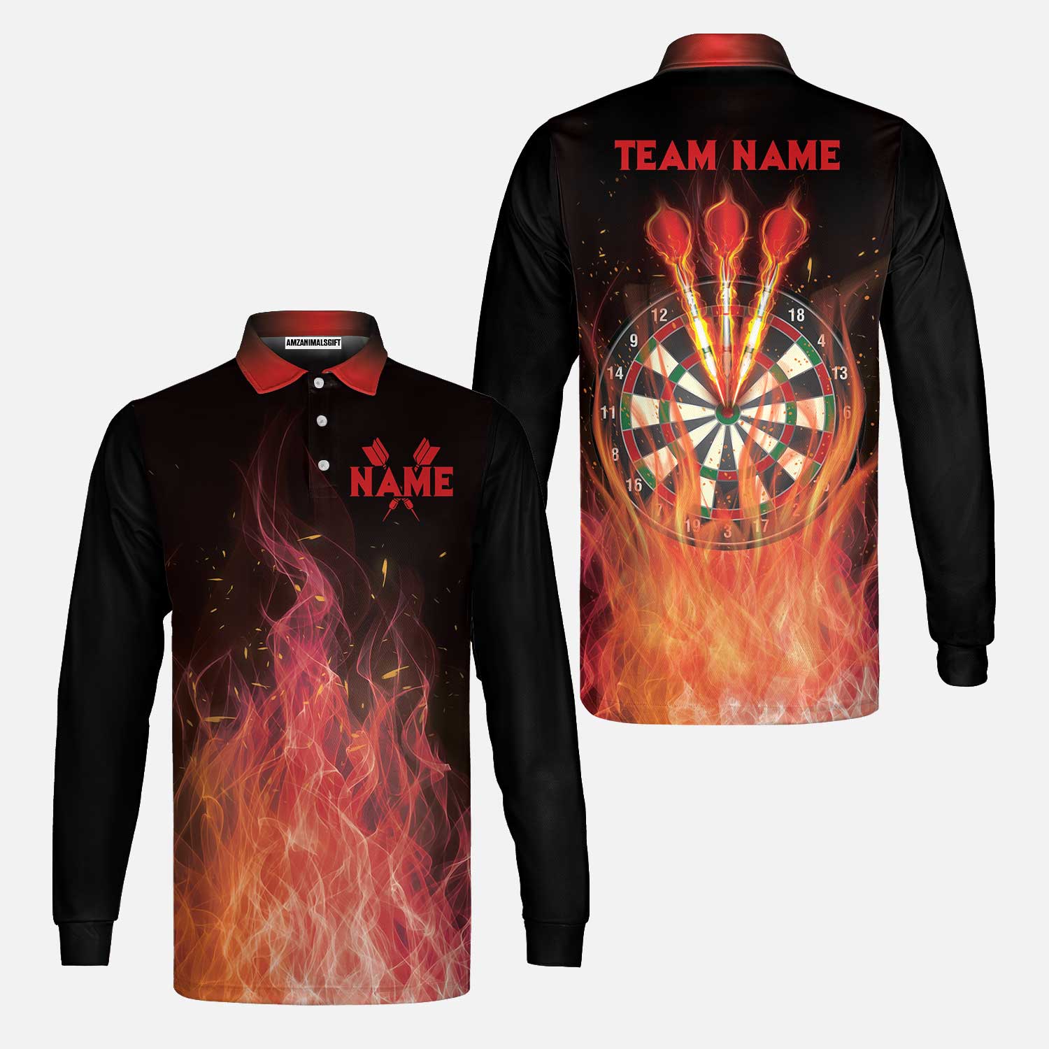 Darts T-Shirt Custom Name And Team Name, Darts Flame Player Uniform, Personalized Shirt For Darts Lovers, Darts Players - Image 3