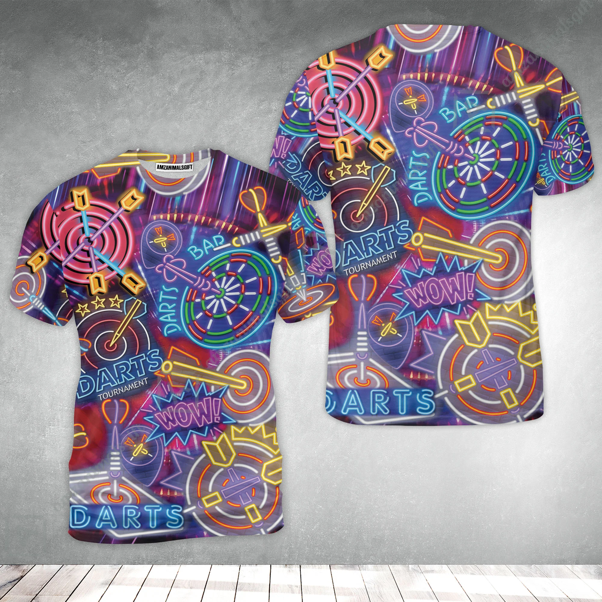 Darts T-Shirt, Neon Dartboard T-Shirt For Men Women, Gift For Friend, Darts Lovers, Team, Darts Players - Image 2