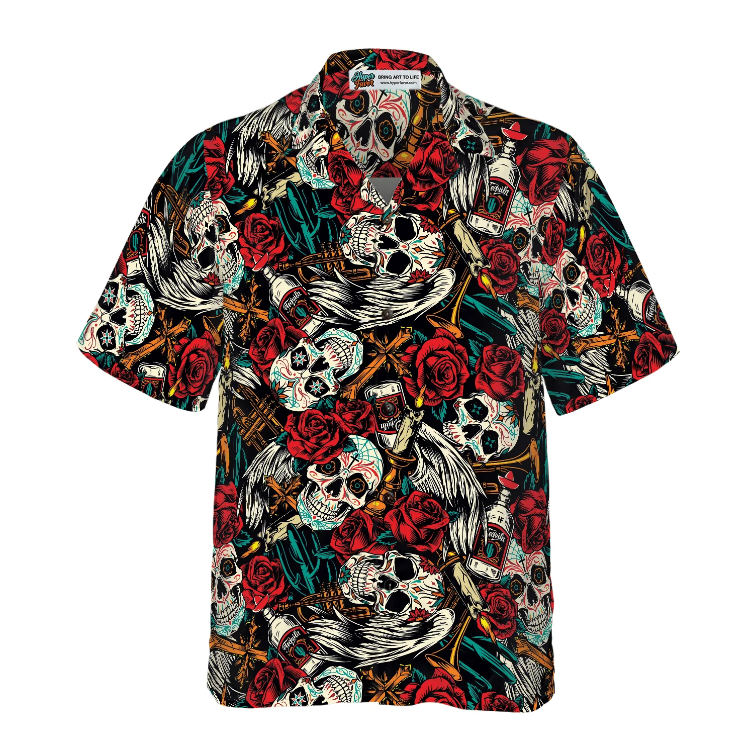 Day Of The Dead Skull Hawaiian Shirt, Best Skull Red Rose Colorful Summer Aloha Shirt For Men Women, Perfect Gift For Friend, Family, Husband, Wife - Image 3