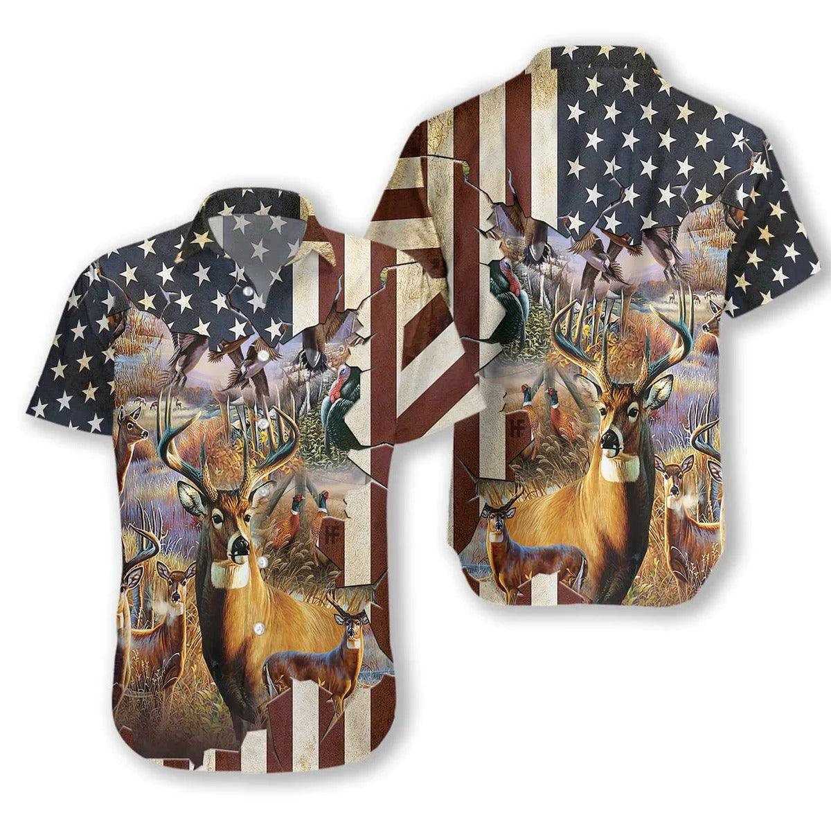 Deer Hawaiian Shirt, American Hunter Hawaiian Shirt, Hunter Summer Aloha Shirt - Perfect Gift For Men, Women, Husband, Wife, Friend, Family