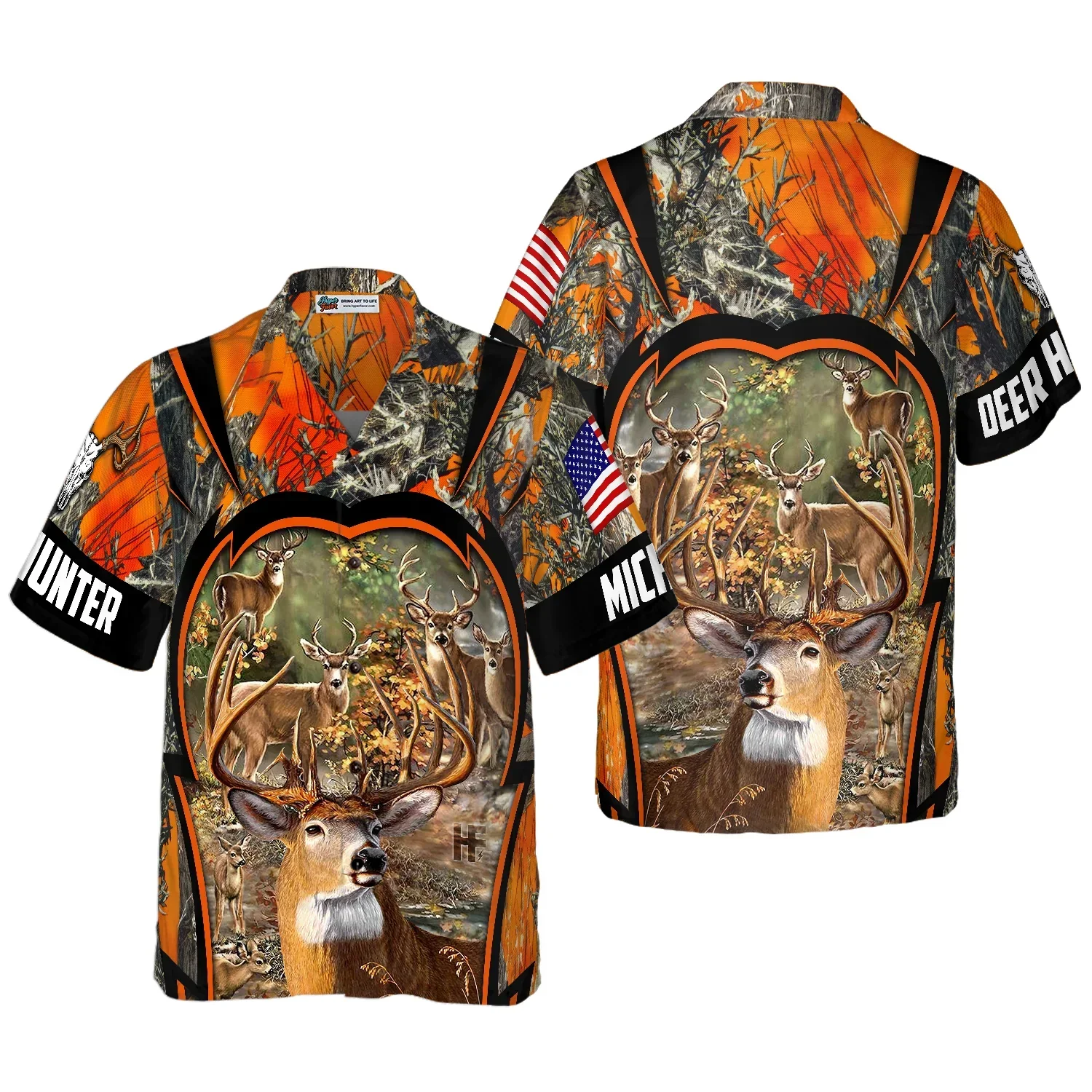 Deer Hunting Custom Name Hawaiian Shirt, Personalized American Flag Aloha Shirts For Men Women, Perfect Gift For Husband, Wife, Boyfriend, Friend - Image 2