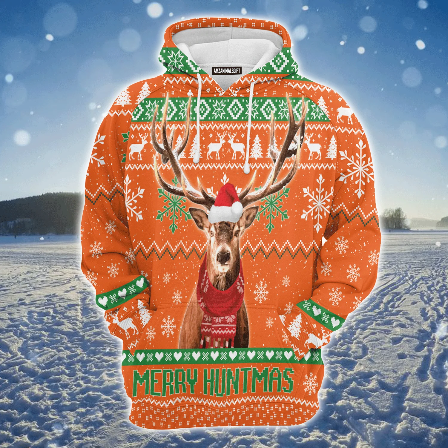 Deer Premium Christmas Hoodie, Merry Huntmas Funny Unisex Hoodie For Men & Women - Perfect Gift For Christmas, Hunter - Image 2