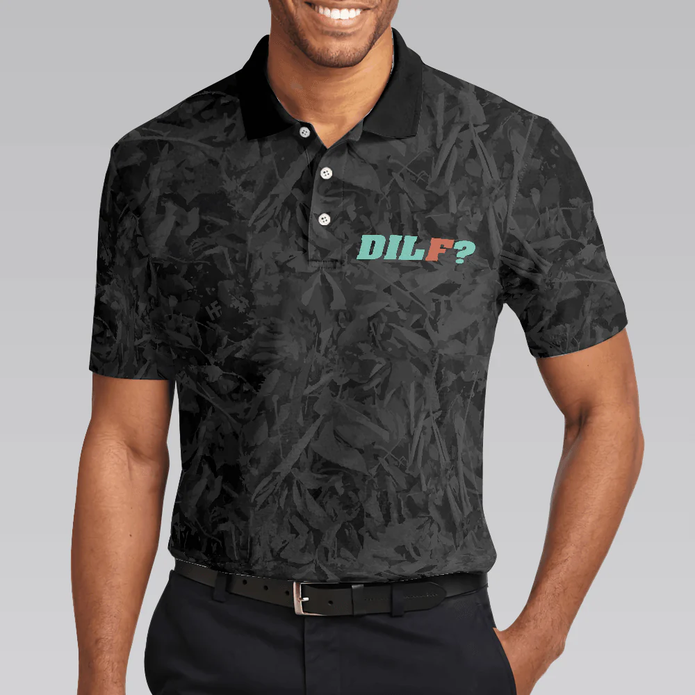 DILF Damn I Love Fishing Polo Shirt, Short Sleeve Black Fishing Shirt For Men, Best Gift For Men, Gift For Fishing Lovers - Image 4