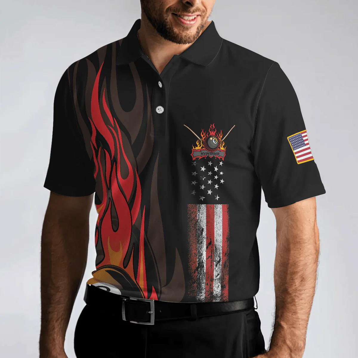 Dinosaur Poolasaurus Flame Skull Billiards Polo Shirt, Short Sleeve Jurassic Billiards Shirt For Men, Gift For Billiards Lovers - Image 4
