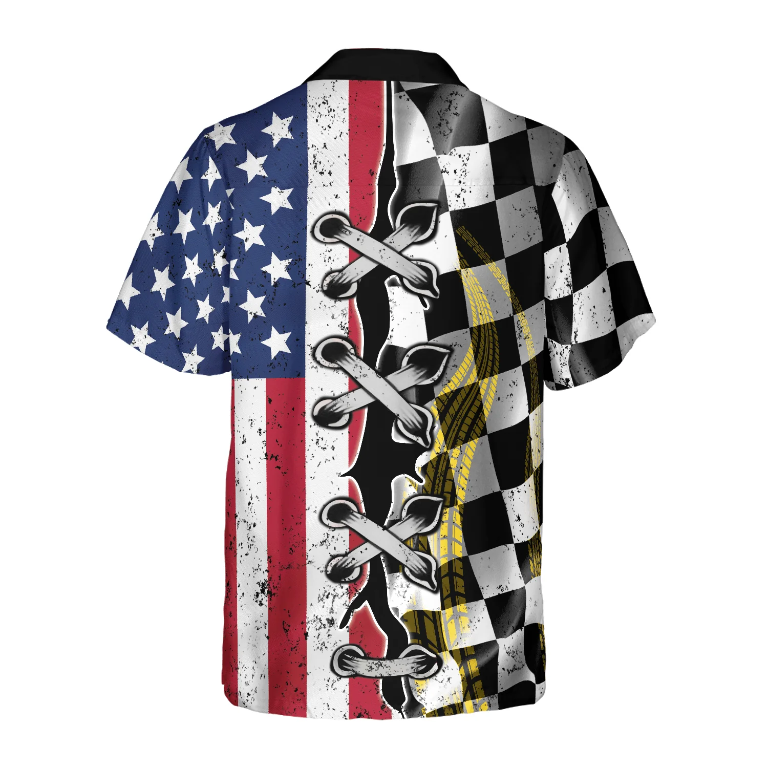 Dirt Track Racing Hawaiian Shirt, Dirt Track Racing American Flag Aloha Hawaiian Shirt For Men Women, Gift For Husband, Wife, Friend, Family - Image 3