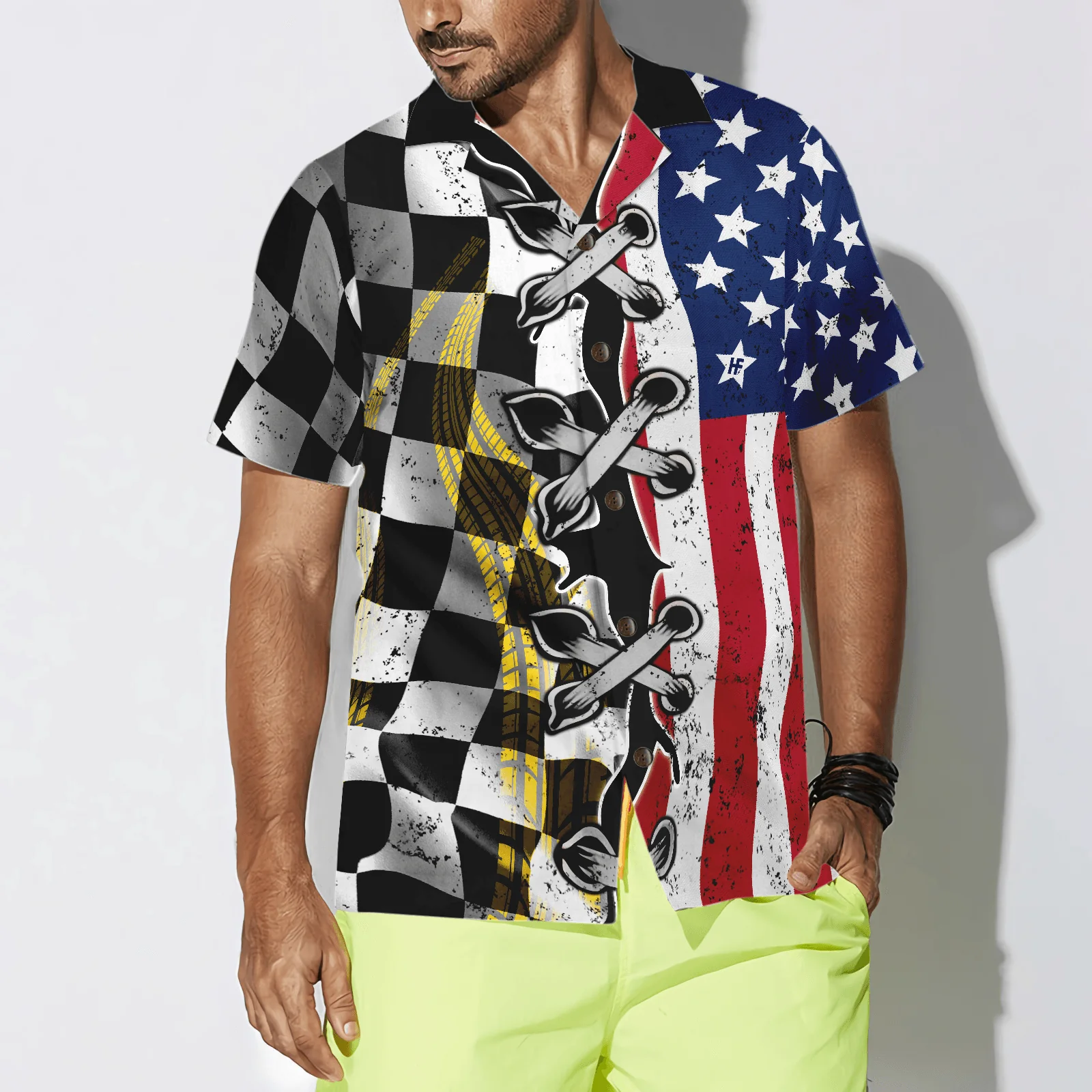 Dirt Track Racing Hawaiian Shirt, Dirt Track Racing American Flag Aloha Hawaiian Shirt For Men Women, Gift For Husband, Wife, Friend, Family - Image 4