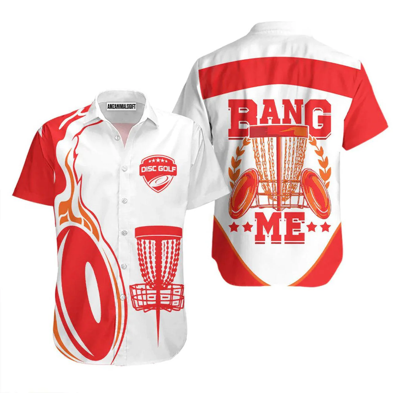 Disc Golf Hawaiian Shirt, Bang Me Disc Golf Red And White Aloha Hawaiian Shirts For Men and Women - Gift For Disc Golfer, Friend, Family