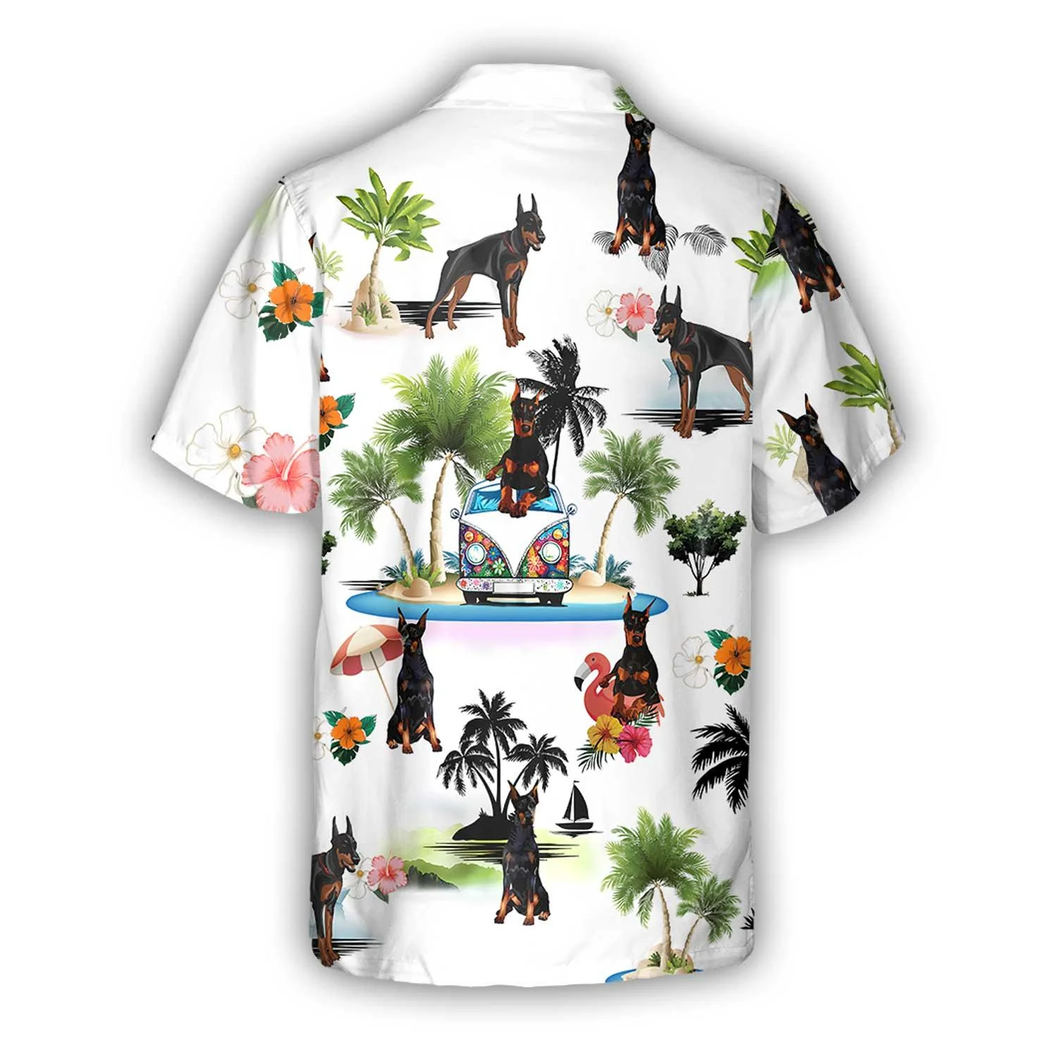 Doberman Pinscher Hawaiian Shirt, Dobermann Hippie Vacation Aloha Shirt For Men Women - Perfect Gift For Dog Lover, Husband, Boyfriend, Friend, Family - Image 3
