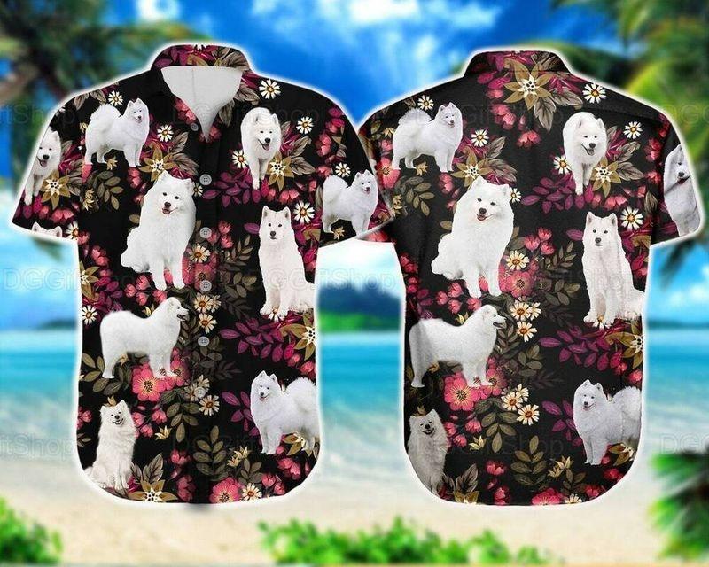 Dog Aloha Hawaiian Shirt - Cute Samoyed Dog Hawaiian Shirt, Tropical Floral Pattern Hawaiian Shirt For Men & Women, Samoyed Lover