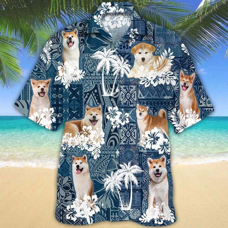 Dog Aloha Hawaiian Shirt - Puppy Akita Dog Hawaiian Shirt, Polynesian Pattern Hawaiian Shirt For Men & Women, Dog Lover