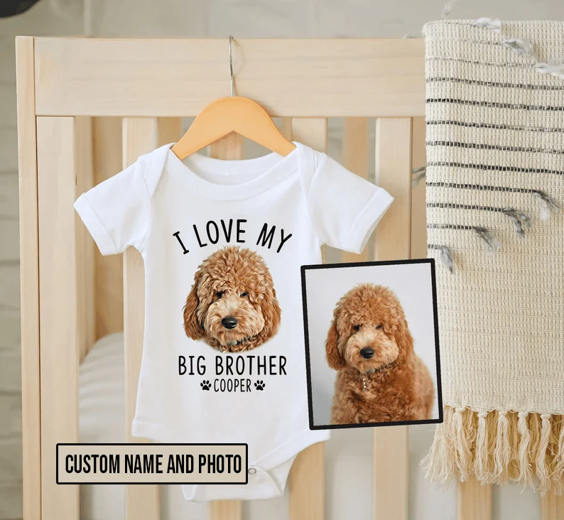 Dog Baby Onesies, I Love My Big Brother Custom Dog Baby Onesies, Personalized Onesies, Newborn Onesies - Perfect Gift For Baby, Baby Gift Onesie